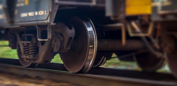 side view of a train axle
